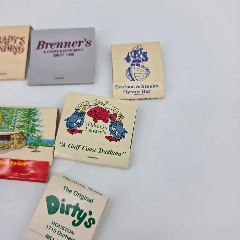 Vintage Texas Restaurant Matchbook Lot 10pc Houston Pappadeaux Kirbys Brenners